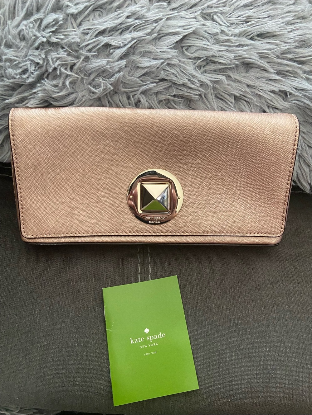 Kate Spade Keira Newbury Lane Rose Gold Clutch with Twist-Lock Closure